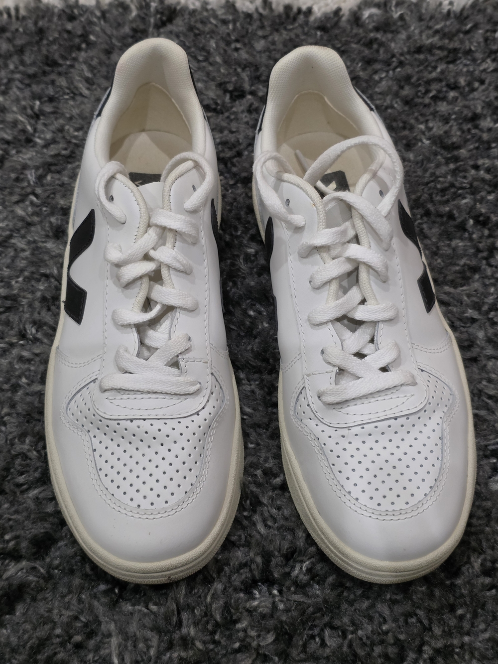 Veja V-10 White Leather Sneakers with Black V